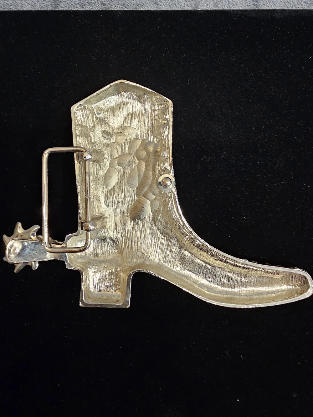 Rhinestone Cowboy Boot Belt Buckle Silver Western Cowgirl Rowel Bling Star